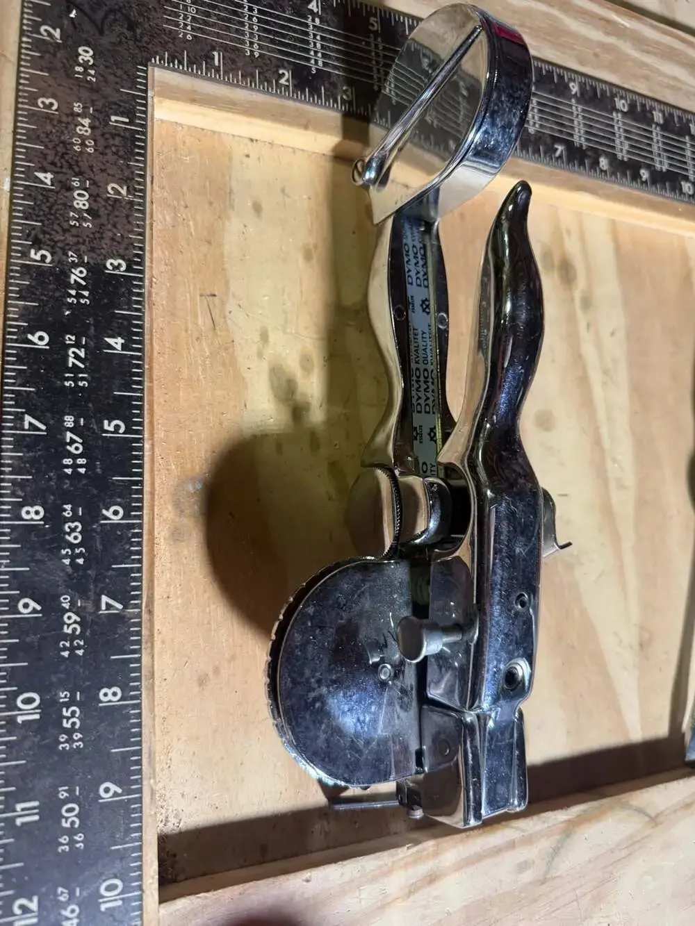 Vintage Dymo-Mite Tapewriter Chrome Metal Handheld Label Maker (Y)
